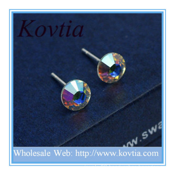 Alibaba website jewelry flat back small colorful crystal sterling silver earring